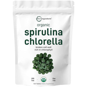 Micro Ingredients Chlorella Espirulina Orgánica - 720 Tabletas - Haz Tu Pedido