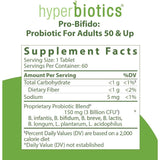 Hyperbiotics Probiótico PRO-Bifido 50+ Refuerzo Inmunitario y Digestivo para Adultos Mayores 3 Mil Millones CFU - 60 Tabletas de Liberación Prolongada - Tabla Nutricional - Haz Tu Pedido