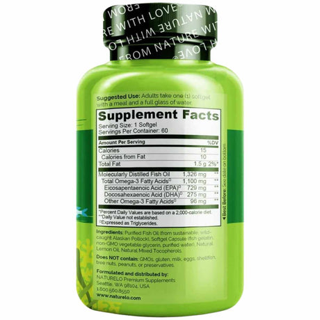 Naturelo Omega-3 1100 mg - 60 Cápsulas Blandas - Tabla Nutricional - Haz Tu Pedido