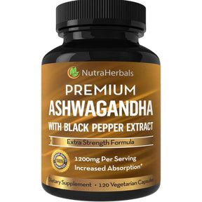 NUTRAHERBALS Ashwagandha with Black Pepper - 120 Cápsulas - Haz Tu Pedido