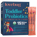 Lovebug Probiotics Probióticos para Niños Pequeños 15 Mil Millones CFU - 30 Tubitos - Haz Tu Pedido