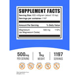 BulkSupplements Óxido de Magnesio 835 mg - 1000 g - Tabla Nutricional - Haz Tu Pedido