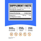 BulkSupplements Óxido de Magnesio 835 mg - 250 g - Tabla Nutricional - Haz Tu Pedido