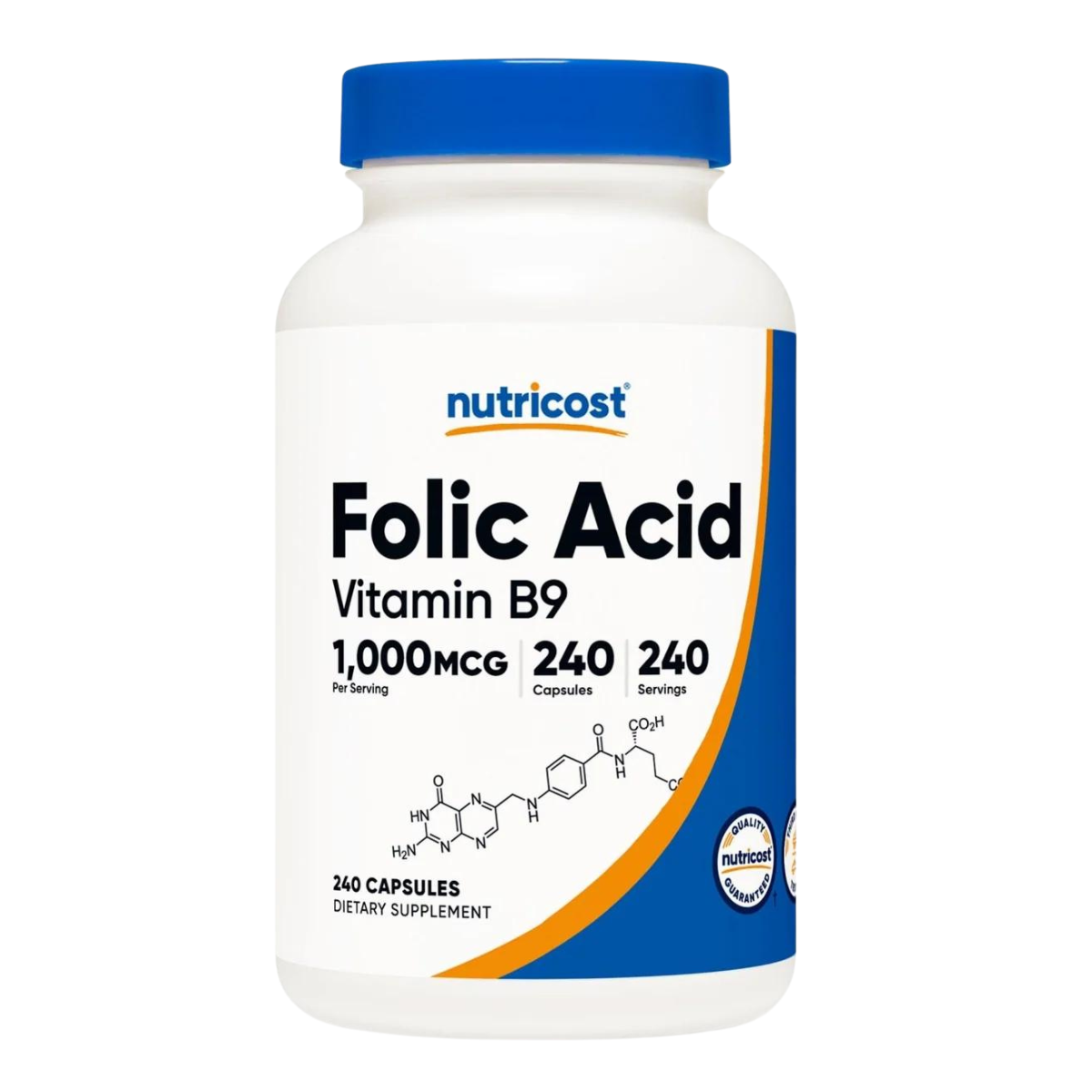 Nutricost Ácido Fólico 1000 mcg - 240 Cápsulas - Haz Tu Pedido
