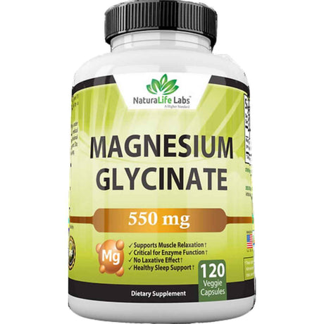 Naturalife Labs Glicinato de Magnesio  550 mg - 120 Cápsulas Vegetales - Haz Tu Pedido