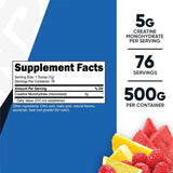 Nutricost Monohidrato de Creatina 5 g - Sabor Ponche de Frutas - 500 g - Tabla Nutricional - Haz Tu Pedido