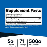 Nutricost Monohidrato de Creatina 5 g - Sabor Frambuesas Azules - 500 g - Tabla Nutricional - Haz Tu Pedido