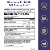 Purity Products B12 Energy Melt™ Probiotico - Sabor Arándano Azul - 30 Tabletas para Disolver - Tabla Nutricional - Haz Tu Pedido