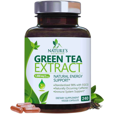 Nature's Nutrition Extracto de Té Verde 1000 mg - 240 Cápsulas Vegetales - Haz Tu Pedido
