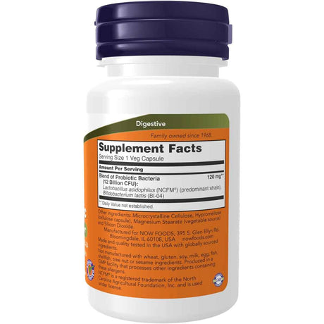 NOW Foods Probiótico para el Cuidado Respiratorio - 60 Cápsulas - Tabla Nutricional - Haz Tu Pedido