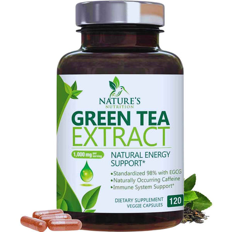 Nature's Nutrition Extracto de Té Verde 1000 mg - 120 Cápsulas Vegetales - Haz Tu Pedido