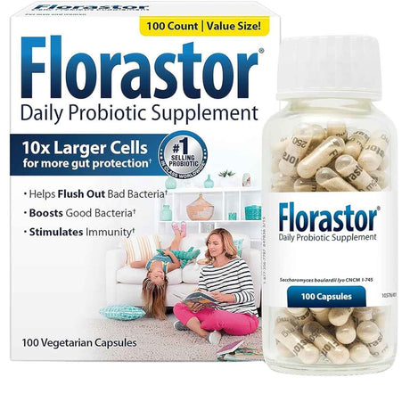 Florastor Probióticos para Salud Digestiva e Inmunológica - 100 Cápsulas Vegetarianas - Haz Tu Pedido