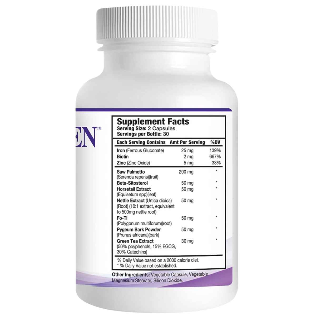 HairGenics Propidren Suplemento para cabello - 60 Cápsulas - Tabla Nutricional - Haz Tu Pedido