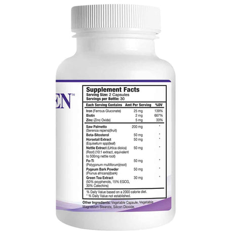HairGenics Propidren Suplemento para cabello - 60 Cápsulas - Tabla Nutricional - Haz Tu Pedido