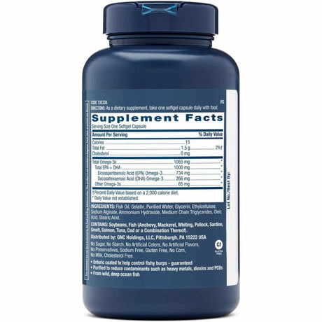 GNC Aceite De Pescado Triple Fuerza - 120 Cápsulas Blandas - Tabla Nutricional - Haz Tu Pedido