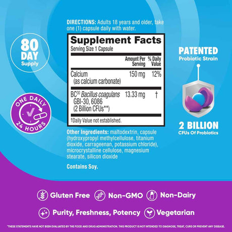 Schiff Digestive Advantage® Probiótico Diario 4 en 1 - 80 Cápsulas - Tabla Nutricional - Haz Tu Pedido