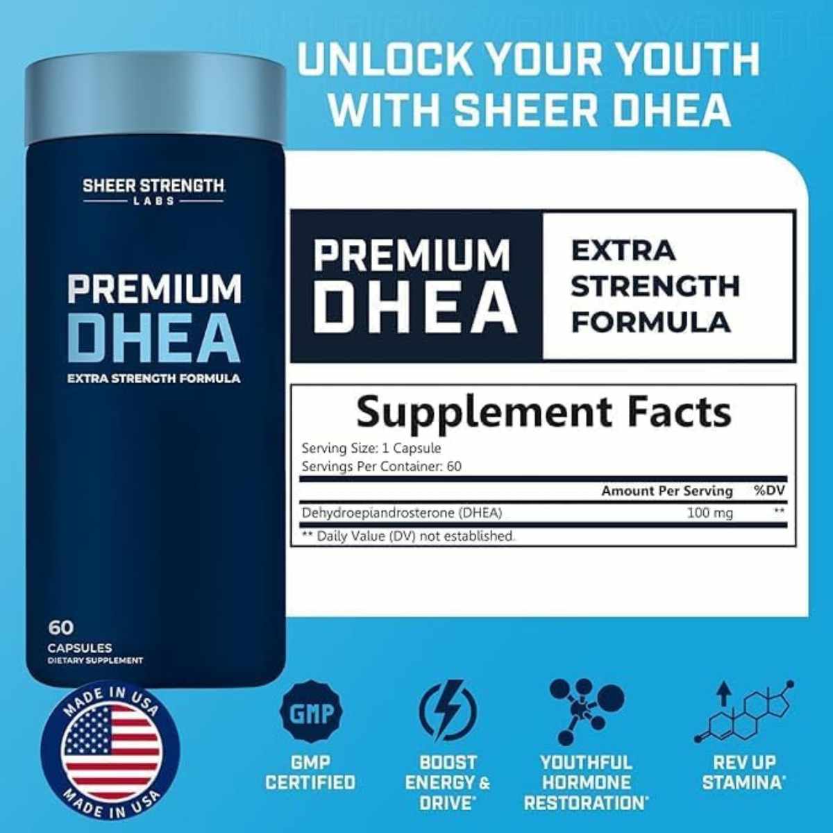 Sheer Strength Labs Sheer DHEA 100 mg - 60 Cápsulas