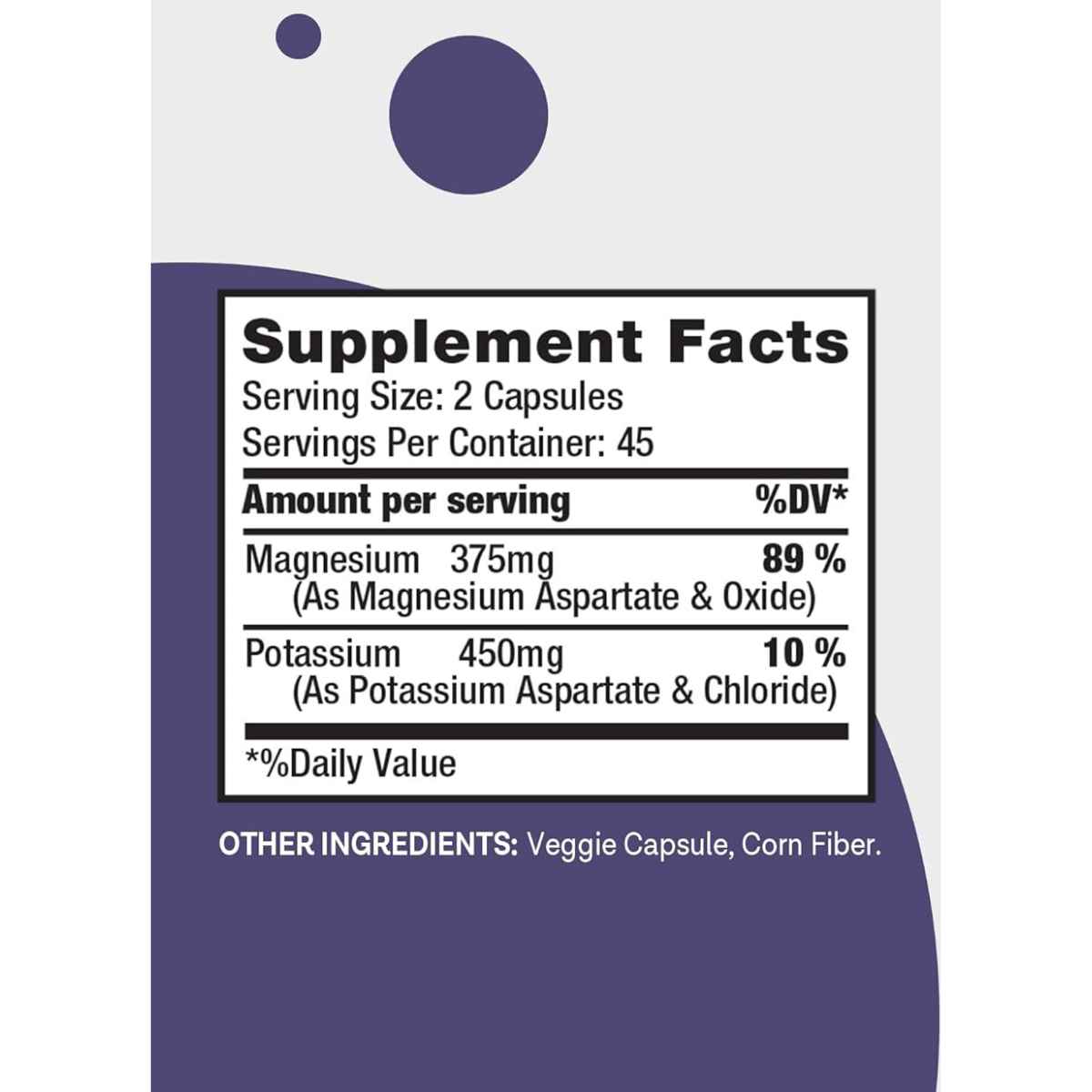 MD. Life Potasio y Magnesio - 90 Cápsulas - Tabla Nutricional - Haz Tu Pedido