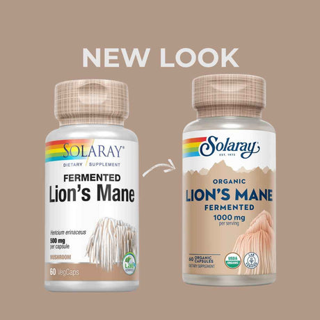 Solaray Fermented Lions Mane Mushroom - 60 Cápsulas Veganas