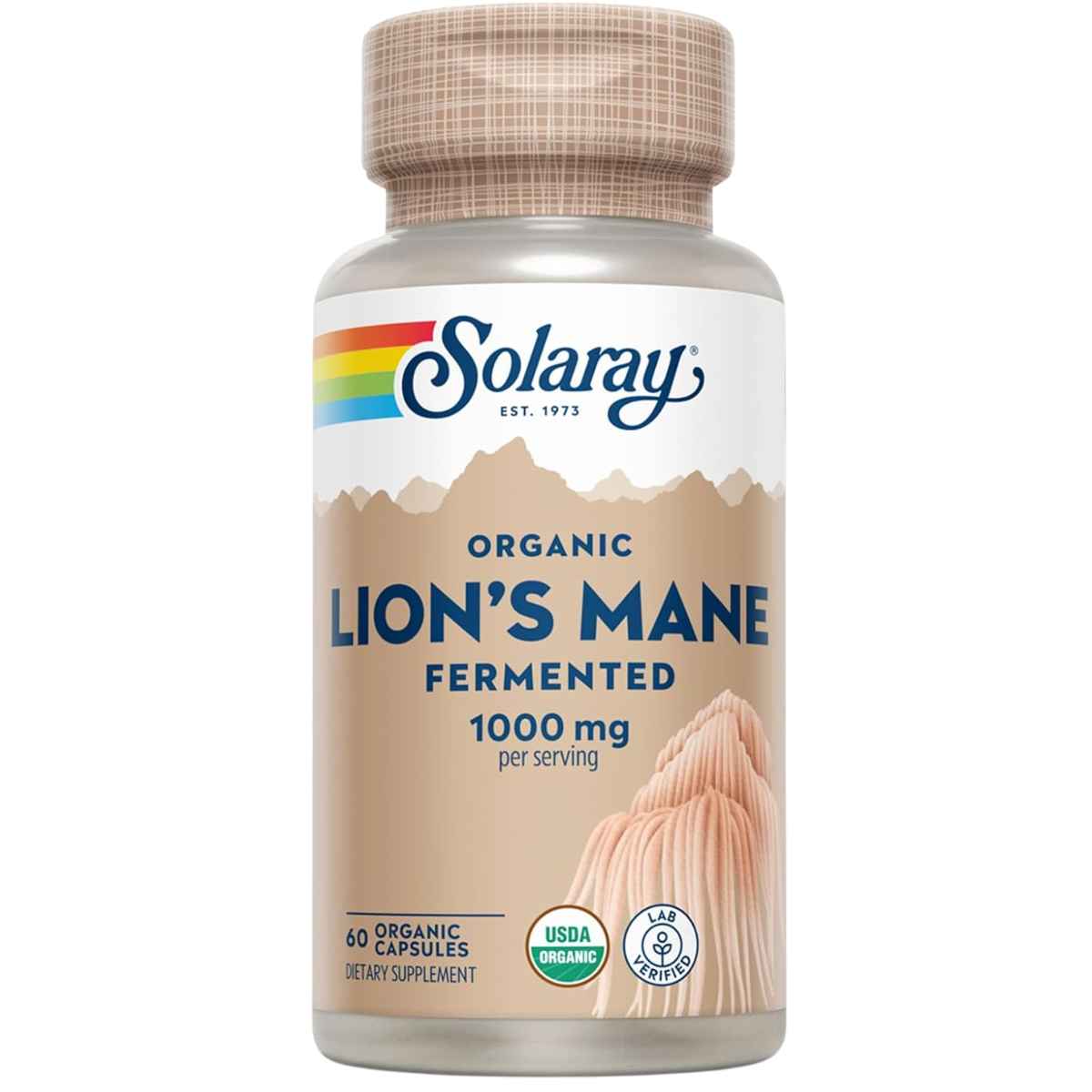 Solaray Fermented Lions Mane Mushroom - 60 Cápsulas Veganas