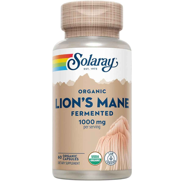 Solaray Fermented Lions Mane Mushroom - 60 Cápsulas Veganas