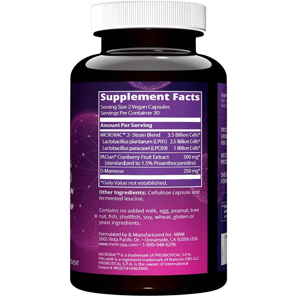 MRM Nutrition  Probiótico para Mujeres - 60 Cápsulas Veganas - Tabla Nutricional - Haz Tu Pedido