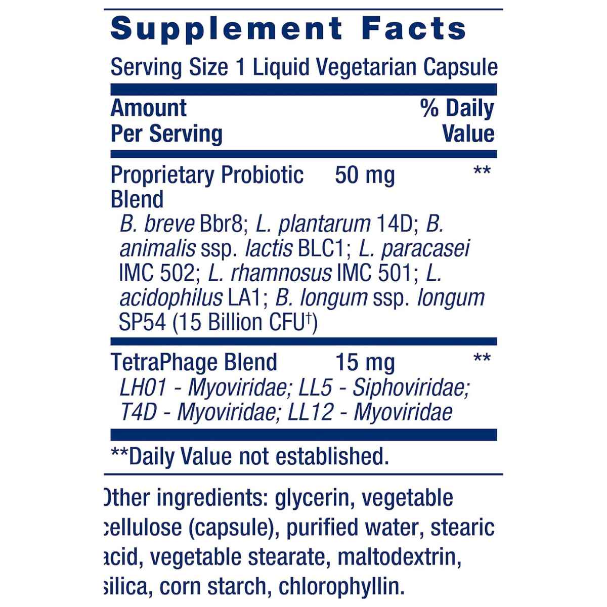 Life Extension FLORASSIST Probiótico Gastrointestinal con Fagos - 30 Cápsulas Vegetarianas Líquidas - Tabla Nutricional - Haz Tu Pedido