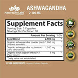 Naturalife Labs Ashwagandha 2100 mg - 100 Cápsulas Vegetales - Tabla nutricional - Haz Tu Pedido