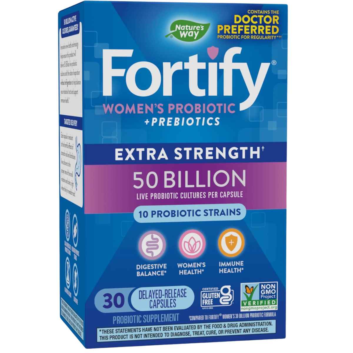 Natures Way Fortify® Probiótico Diario para Mujeres 50 Mil Millones CFU - 30 Cápsulas de Liberación Retardada - Haz Tu Pedido