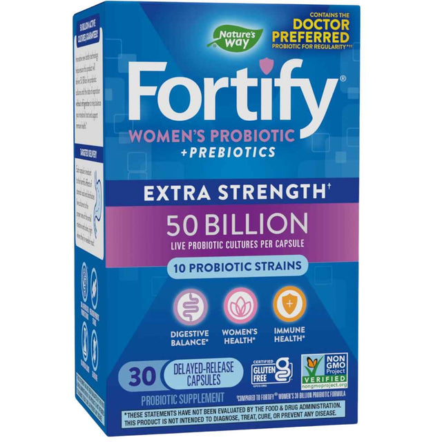 Natures Way Fortify® Probiótico Diario para Mujeres 50 Mil Millones CFU - 30 Cápsulas de Liberación Retardada - Haz Tu Pedido