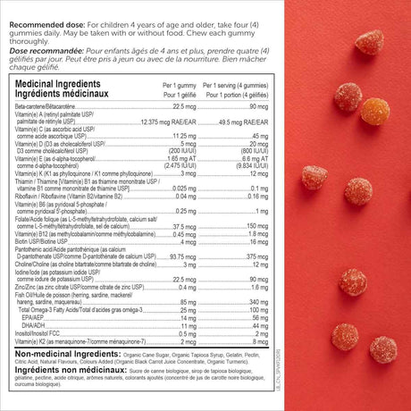 SmartyPants Kids Complete Multivitamins - 120 Gomitas - Tabla nutricional - Haz Tu Pedido