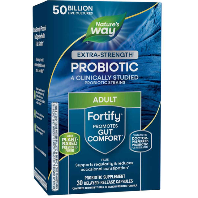 Natures Way Fortify® Probiótico Diario 50 Mil Millones CFU - 30 Cápsulas de Liberación Retardada - Haz Tu Pedido