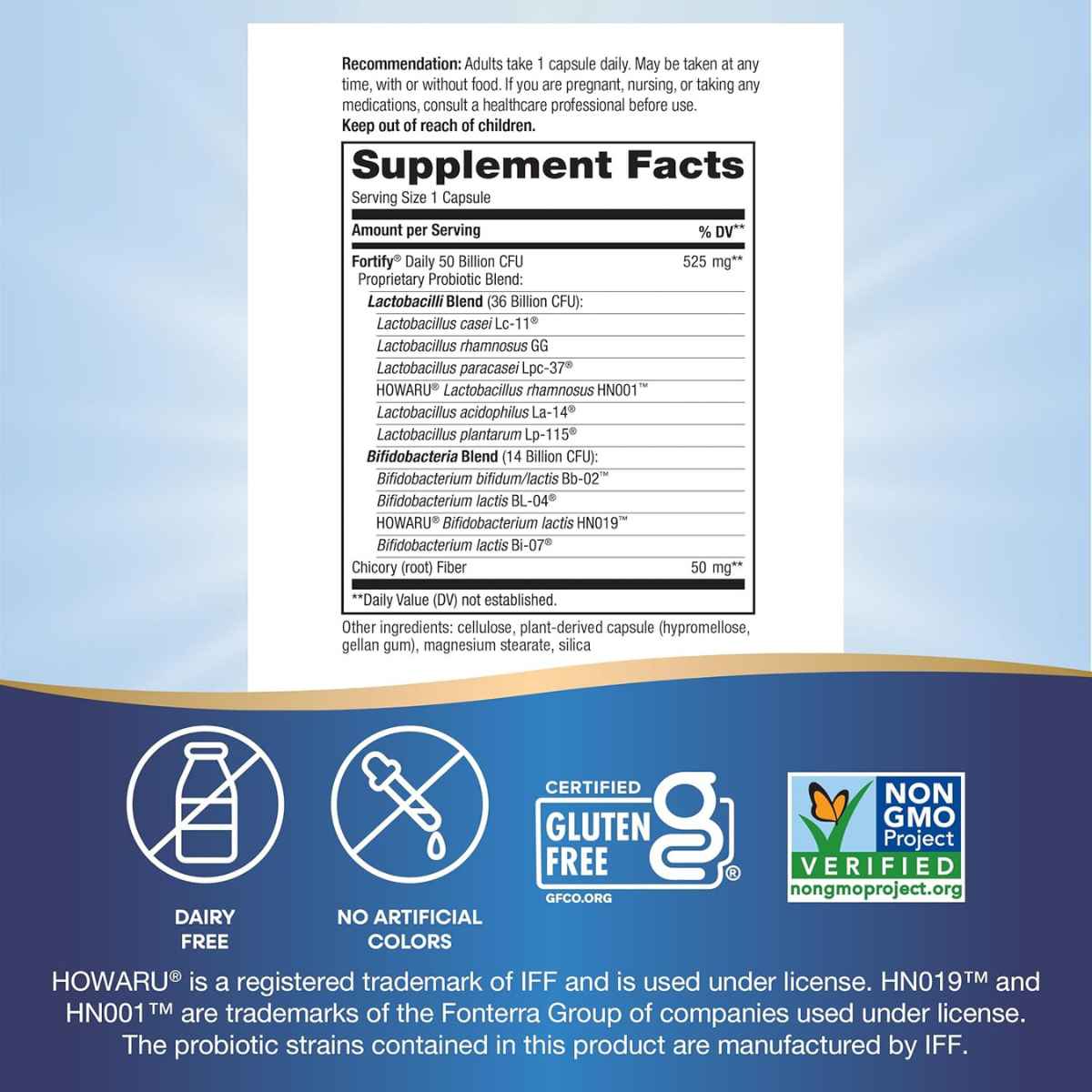 Natures Way Fortify® Probiótico Diario 50 Mil Millones CFU - 30 Cápsulas de Liberación Retardada - Tabla Nutricional - Haz Tu Pedido