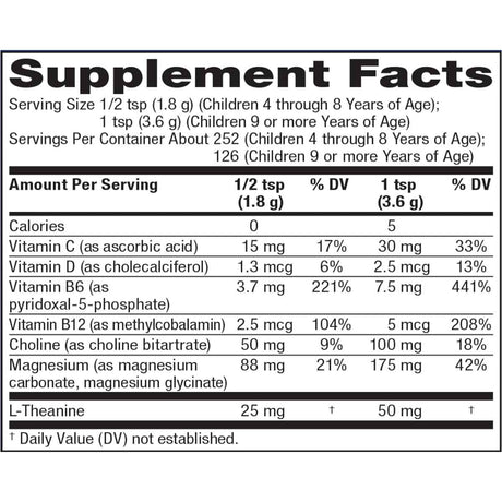 Natural Vitality Magnesio  - Sabor Mezcla de Bayas - 453 g - Tabla Nutricional - Haz Tu Pedido