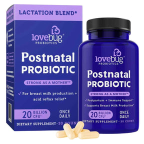 Lovebug Probiotics Cuidado Postnatal 20 Mil Millones CFU - 30 Cápsulas - Haz Tu Pedido