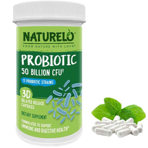 Naturelo Probióticos para la Salud Digestiva 50 Mil Millones CFU - 30 Cápsulas de Liberación Retardada - Haz Tu Pedido