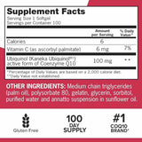 Qunol Mega Ubiquinol CoQ10 100 mg - 100 Cápsulas Blandas - Tabla Nutricional - Haz Tu Pedido
