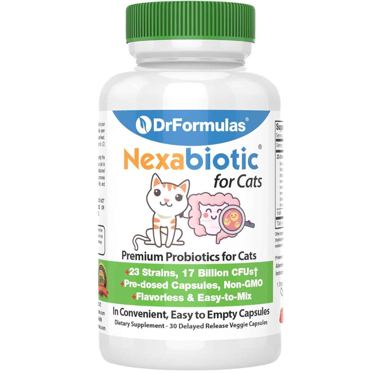 DrFormulas Nexabiotic Probióticos Para Gatos 17 Mil Millones CFU - 30 Cápsulas de Liberación Retardada - Haz Tu Pedido
