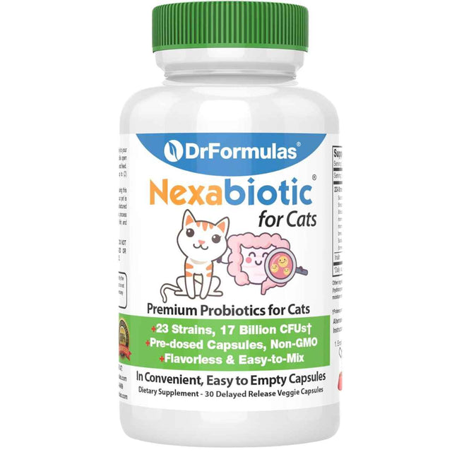 DrFormulas Nexabiotic Probióticos Para Gatos 17 Mil Millones CFU - 30 Cápsulas de Liberación Retardada - Haz Tu Pedido