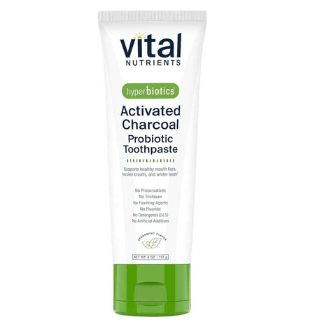 Hyperbiotics Probiótico de Carbón Activado para Salud Oral y Dientes Blancos - Sabor Menta Verde - 113 g - Tabla Nutricional - Haz Tu Pedido