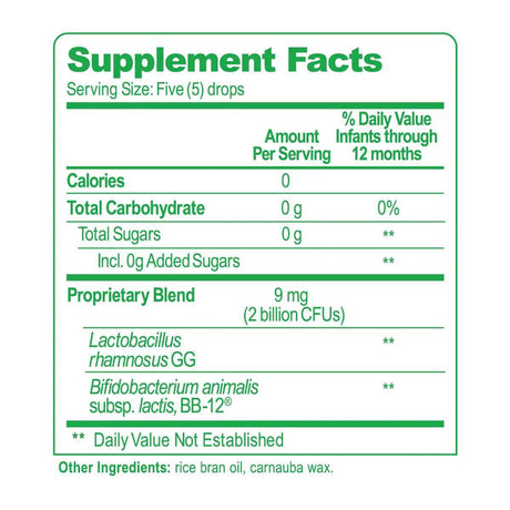 Culturelle Probiótico Calma Digestiva y Confort para Bebés - Sabor Manzanilla - 8,5 ml - Tabla Nutricional - Haz Tu Pedido
