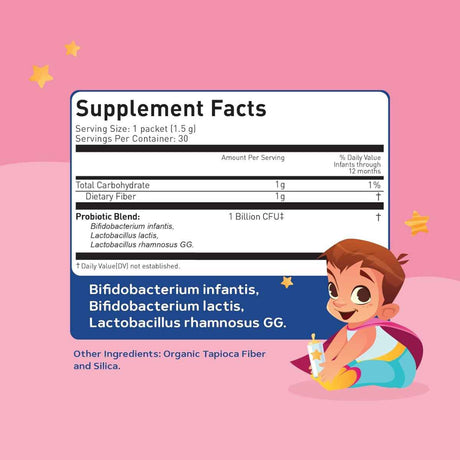 Lovebug Probiotics Digestión Suave para Bebés 1 Mil Millones CFU - 30 Tubitos - Tabla Nutricional - Haz Tu Pedido
