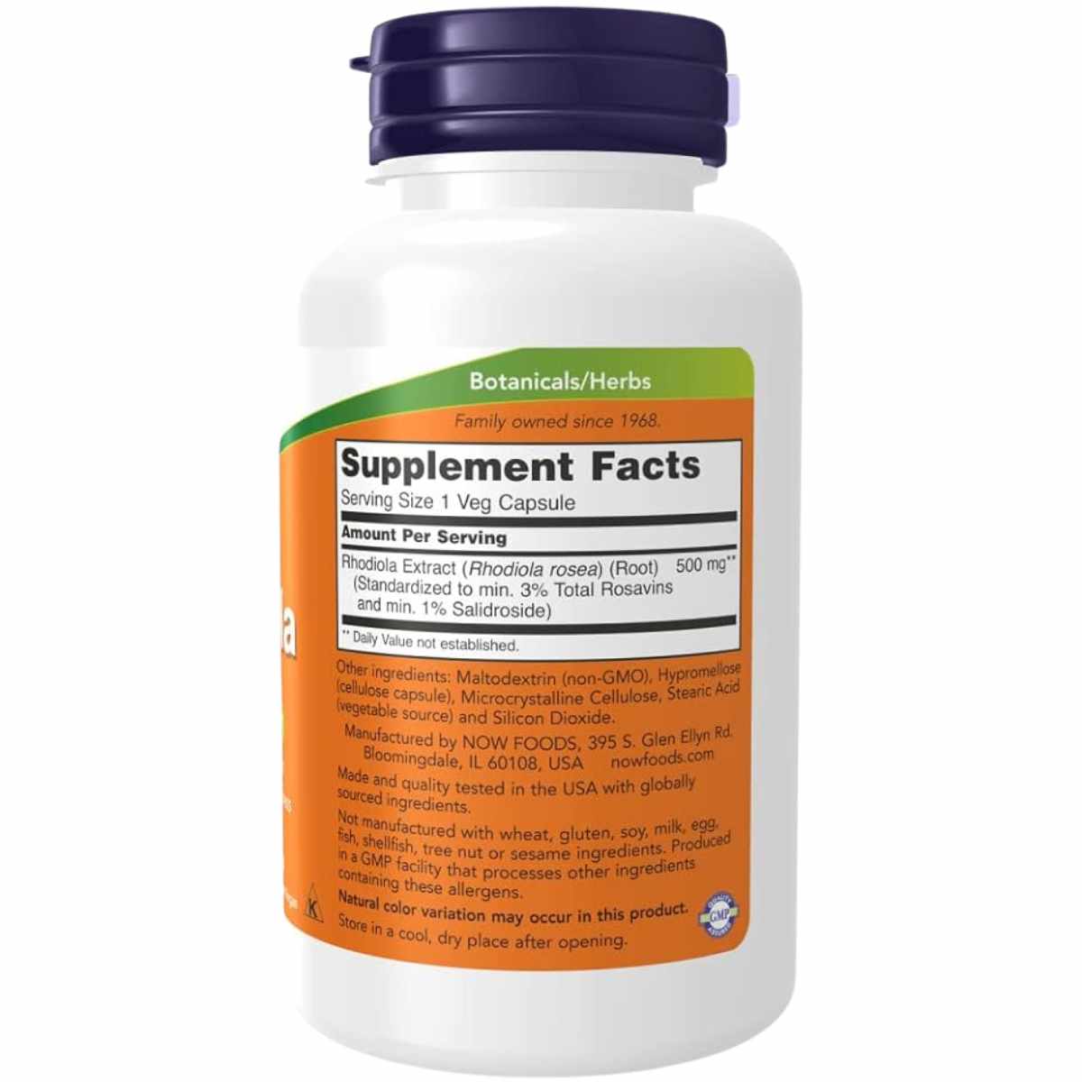 NOW Foods Rodiola 500 mg - 120  Cápsulas Vegetales - Tabla Nutricional - Haz Tu Pedido