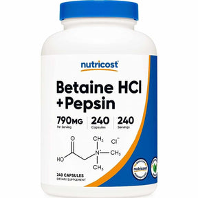 Nutricost  Betaína HCI + Pepsina 790 mg - 240 Cápsulas - Haz Tu Pedido