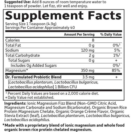 Garden of Life Magnesio - Sabor Naranja - 197,4 g - Tabla Nutricional - Haz Tu Pedido