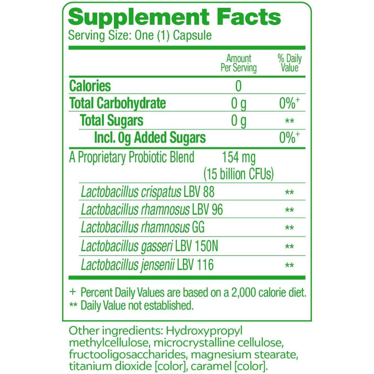 Culturelle Probiotico Diario para Mujeres con 4 Beneficios en 1 - 30 Cápsulas Vegetarianas - Tabla Nutricional - Haz Tu Pedido