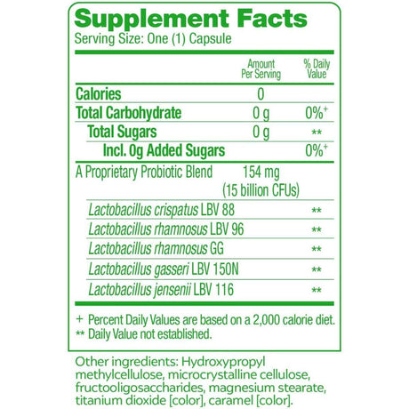 Culturelle Probiotico Diario para Mujeres con 4 Beneficios en 1 - 30 Cápsulas Vegetarianas - Tabla Nutricional - Haz Tu Pedido