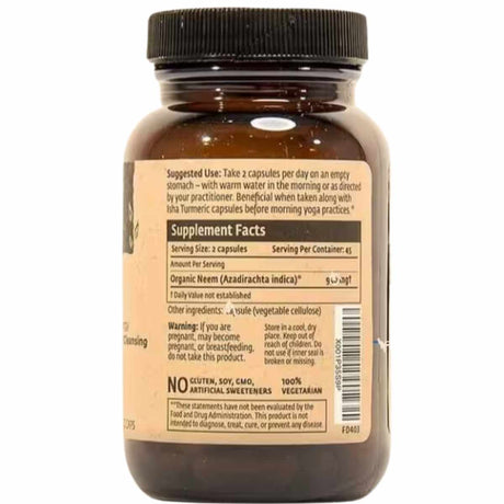 Isha Life Neem Orgánico Soporte Inmune - 90 Cápsulas Veganas - Tabla Nutricional - Haz Tu Pedido