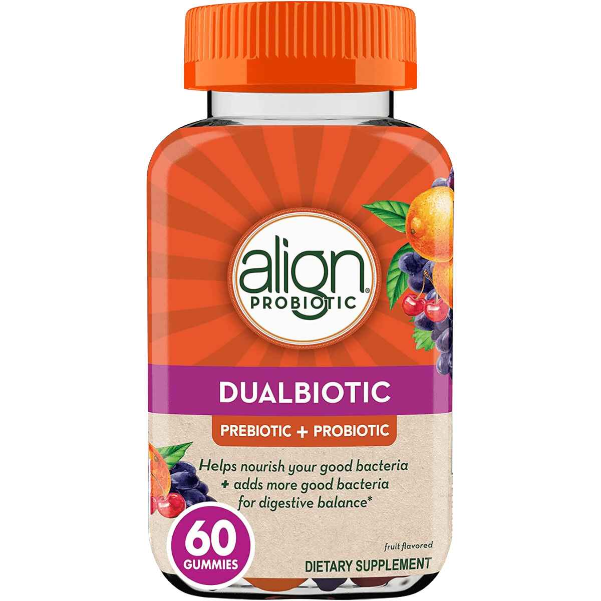Align Probiotic DualBiotic Prebiótico + Probiótico - Sabor Variedad de Frutas - 60 Gomitas - Haz Tu Pedido