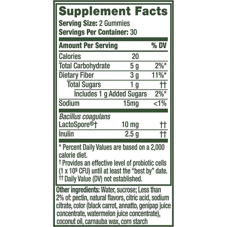 Align Probiotic DualBiotic Prebiótico + Probiótico - Sabor Variedad de Frutas - 60 Gomitas - Tabla Nutricional - Haz Tu Pedido